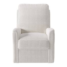 CorLiving - Jasmine Boucle Fabric Upholstered Plush Cushioned Glider Swivel Manual Indoor Recliner - White