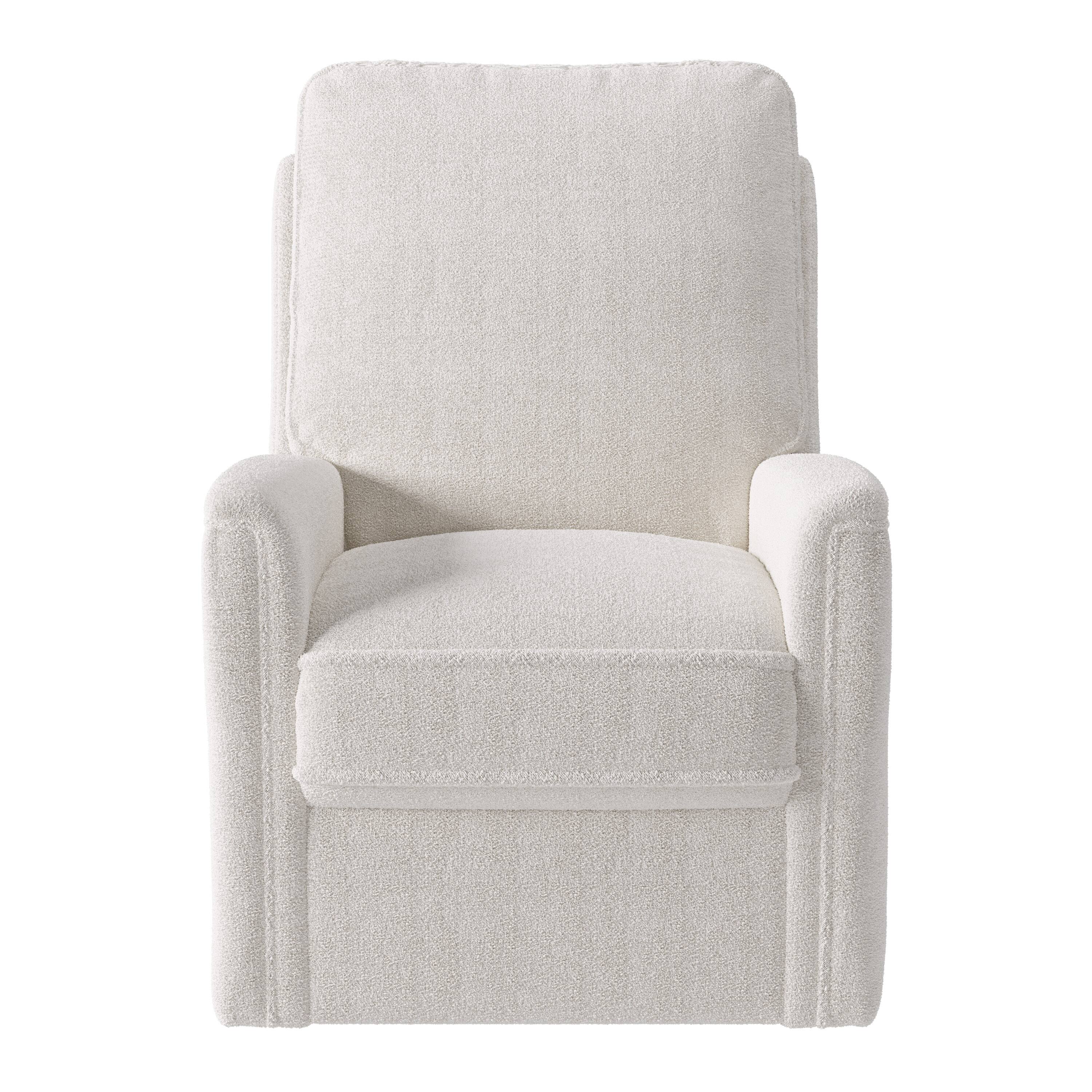 Front. CorLiving - Jasmine Boucle Fabric Upholstered Plush Cushioned Glider Swivel Manual Indoor Recliner - White.