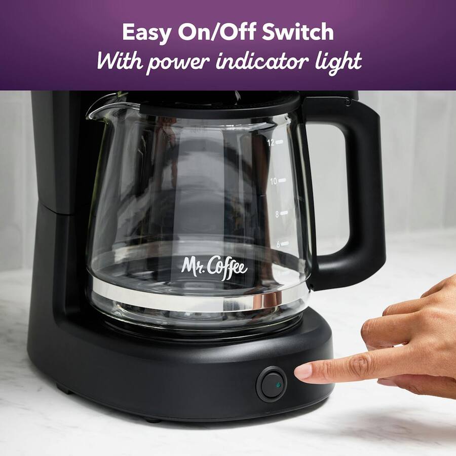 Mr. Coffee 12 Cup Easy On/Off Switch Electric Coffee Maker Black ...