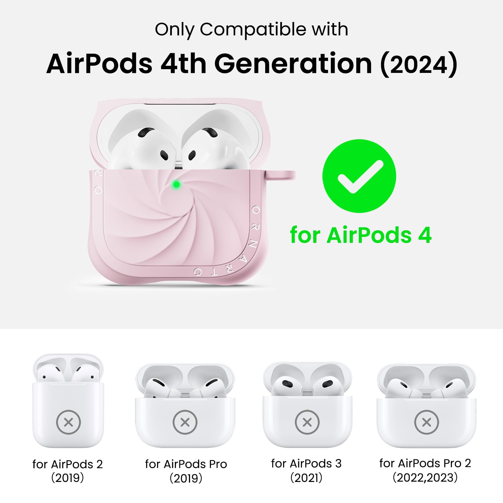Only Compatible with AirPods 4th Generation (2024) for AirPods 4 for AirPods 2 (2019) for AirPods Pro (2019) for AirPods 3 (2021) for AirPods Pro 2 (2022,2023)