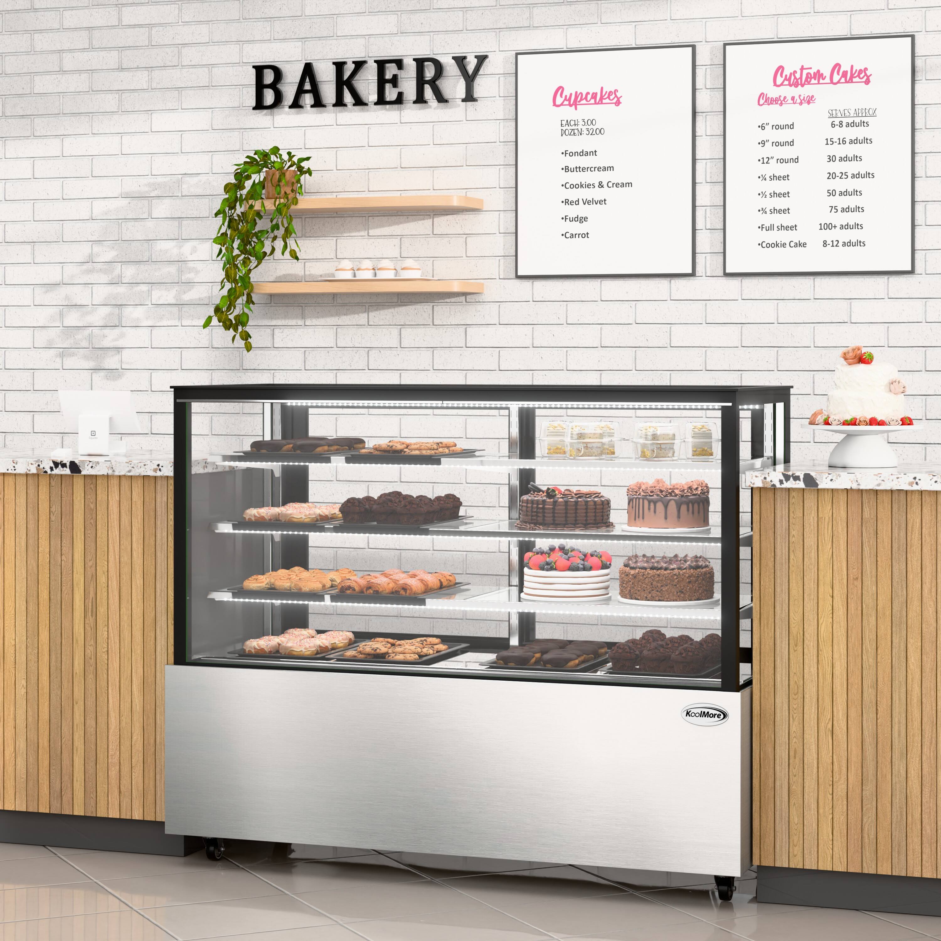 BAKERY

Cupcakes  
EACH: $3.00  
PGBE: $20.00  
- Fondant  
- Buttercream  
- Cookies & Cream  
- Red Velvet  
- Fudge  
- Carrot  

Custom Cakes  
Choose your size  
Serves Approx.  

- 6"-round  
6-8 adults  

- 9"-round  
15-16 adults  

- 12"-round  
30 adults  

- 1/4 sheet  
20-25 adults  

- 1/2 sheet  
50 adults  

- Full sheet  
75 adults  

- Cookie Cake  
8-12 adults  

KoolMore