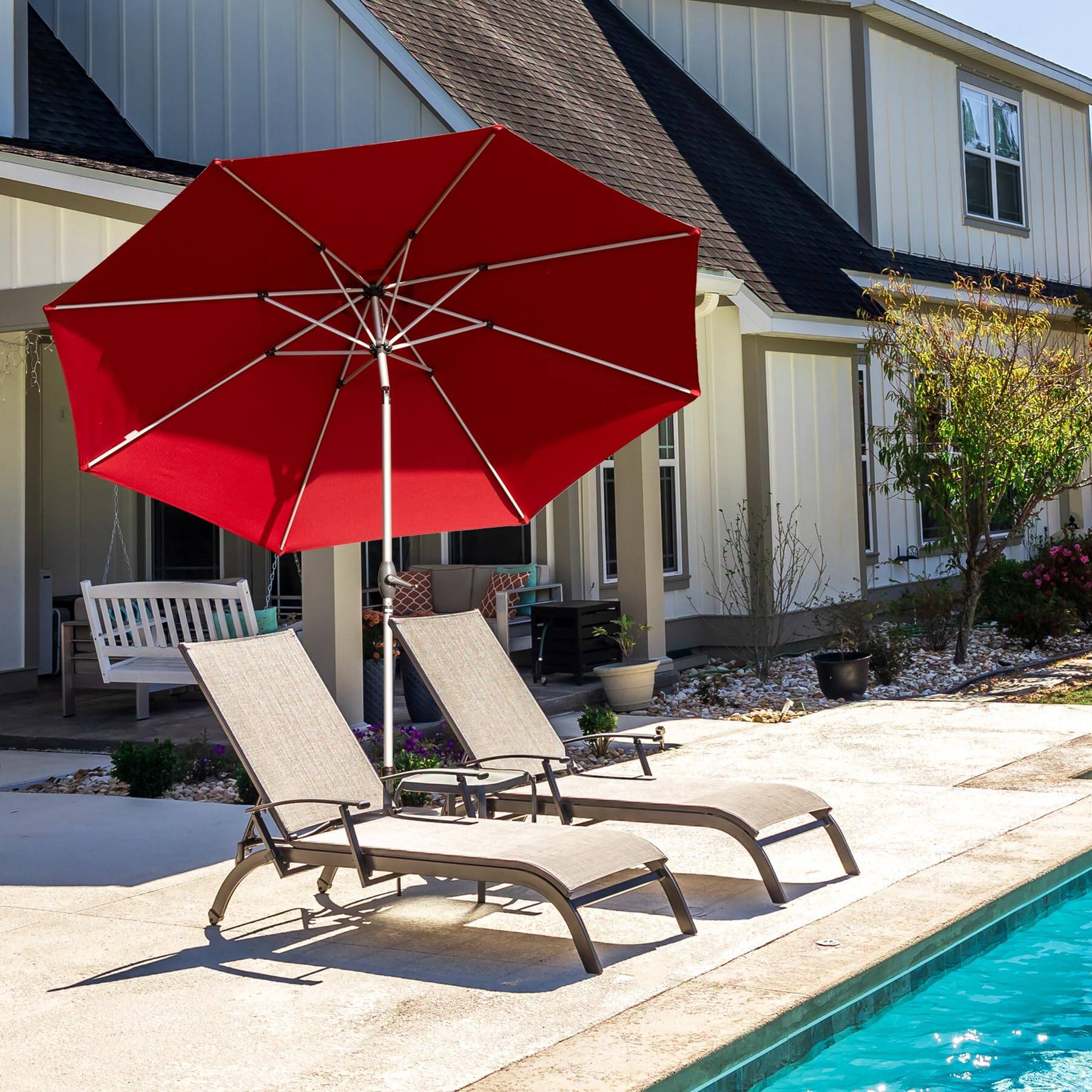 Alt View 1. Boyel Living - Outdoor Patio Umbrella Aluminum Pole 8 Ribs UV Protection Waterproof with Tilt and Crank - Brick Red.