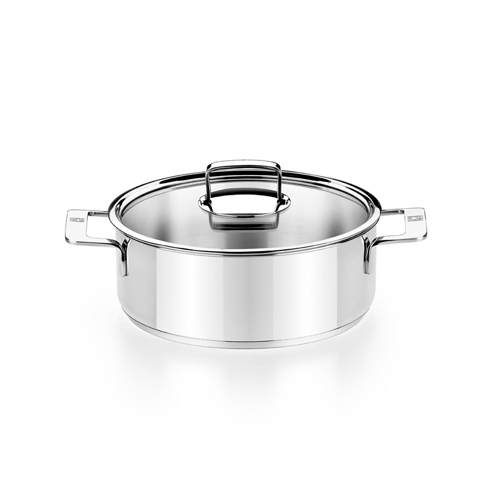 Front. BRA Cookware - Signature Stainless Steel Stock Pot w/Glass Lid, 8-Inch, 2.4-Quart - Silver.