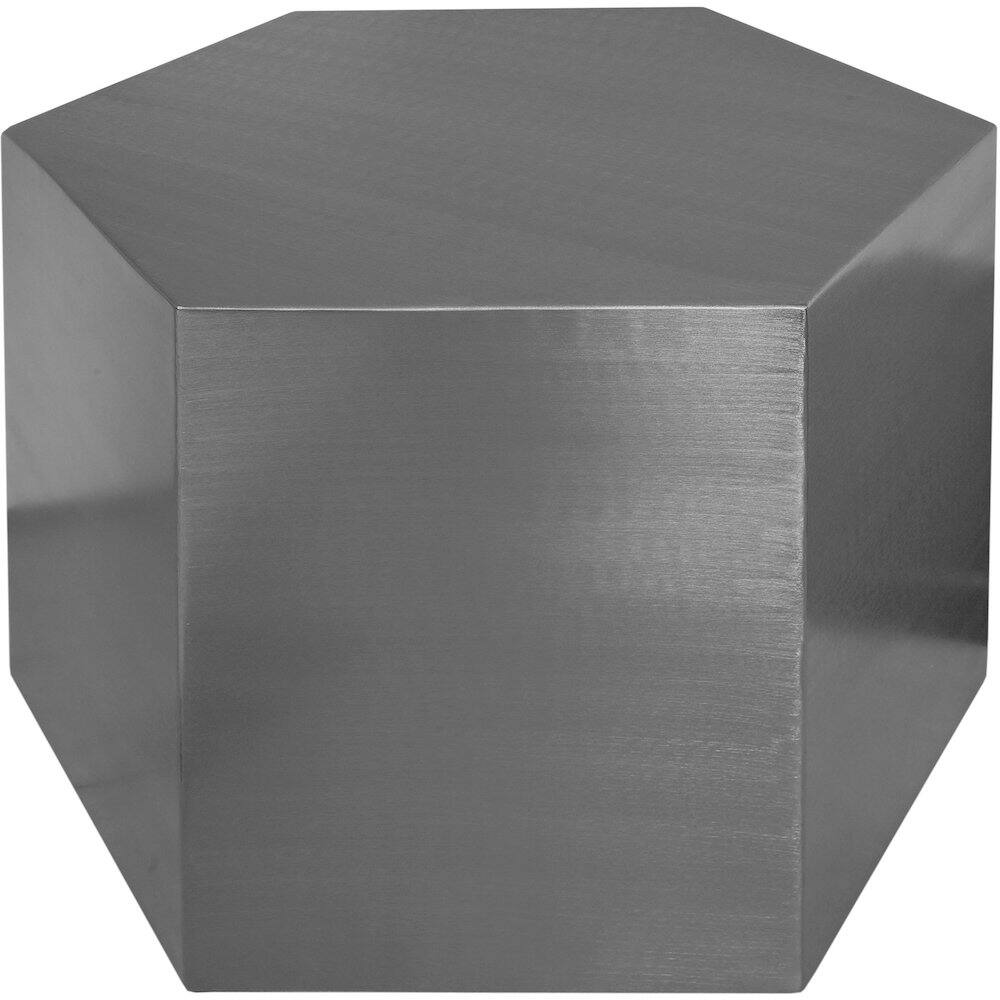 Alt View 3. Meridian Furniture - Hexagon Brushed Chrome Coffee Table - Silver.