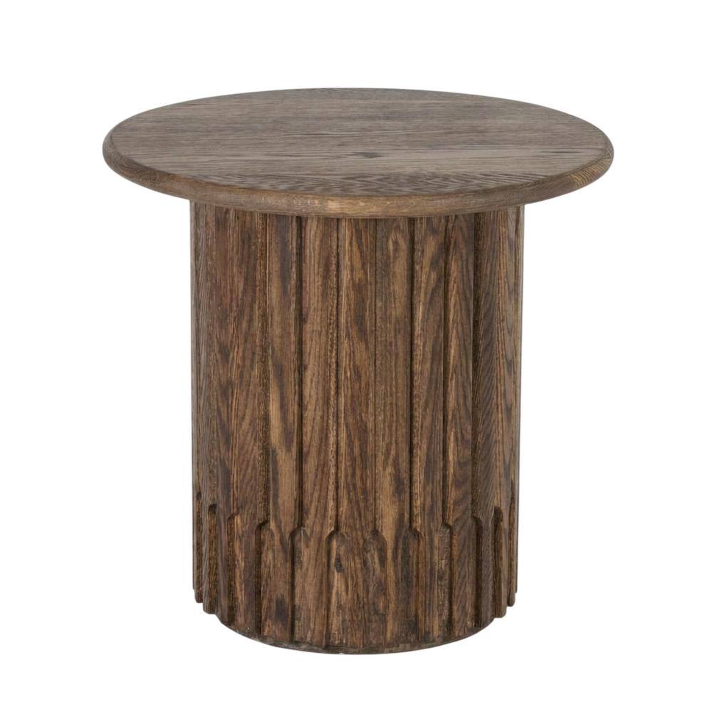 Front. Porter Designs - Bixby Solid Red Oak Wood End Table - Brown.