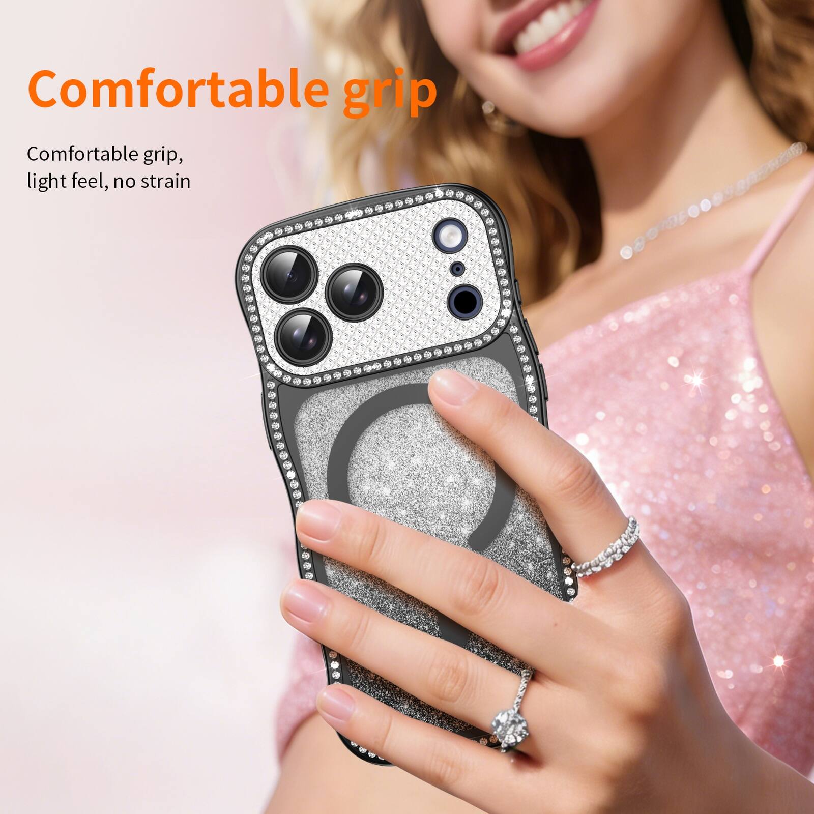 Dteck Magnetic 2 in 1 Bling Glitter Paper Curly Wavy Edge Case for ...
