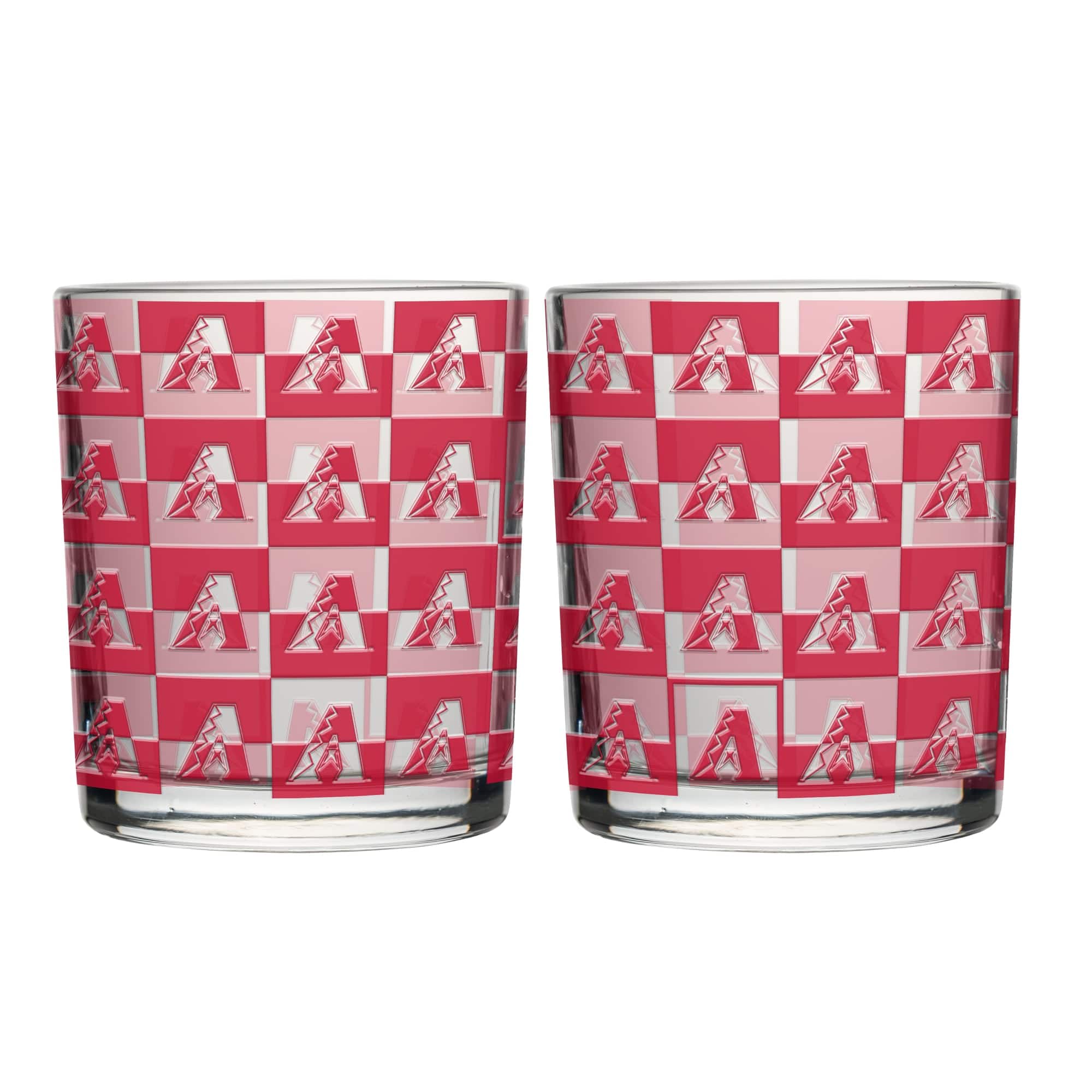 Logo Brands - Arizona Diamondbacks Two-Pack 12oz. Gridiron Stained Rocks Glass Set - Multicolor