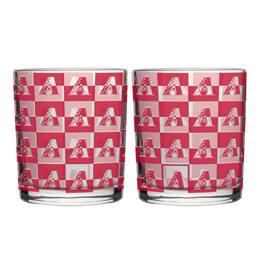 Logo Brands - Arizona Diamondbacks Two-Pack 12oz. Gridiron Stained Rocks Glass Set - Multicolor