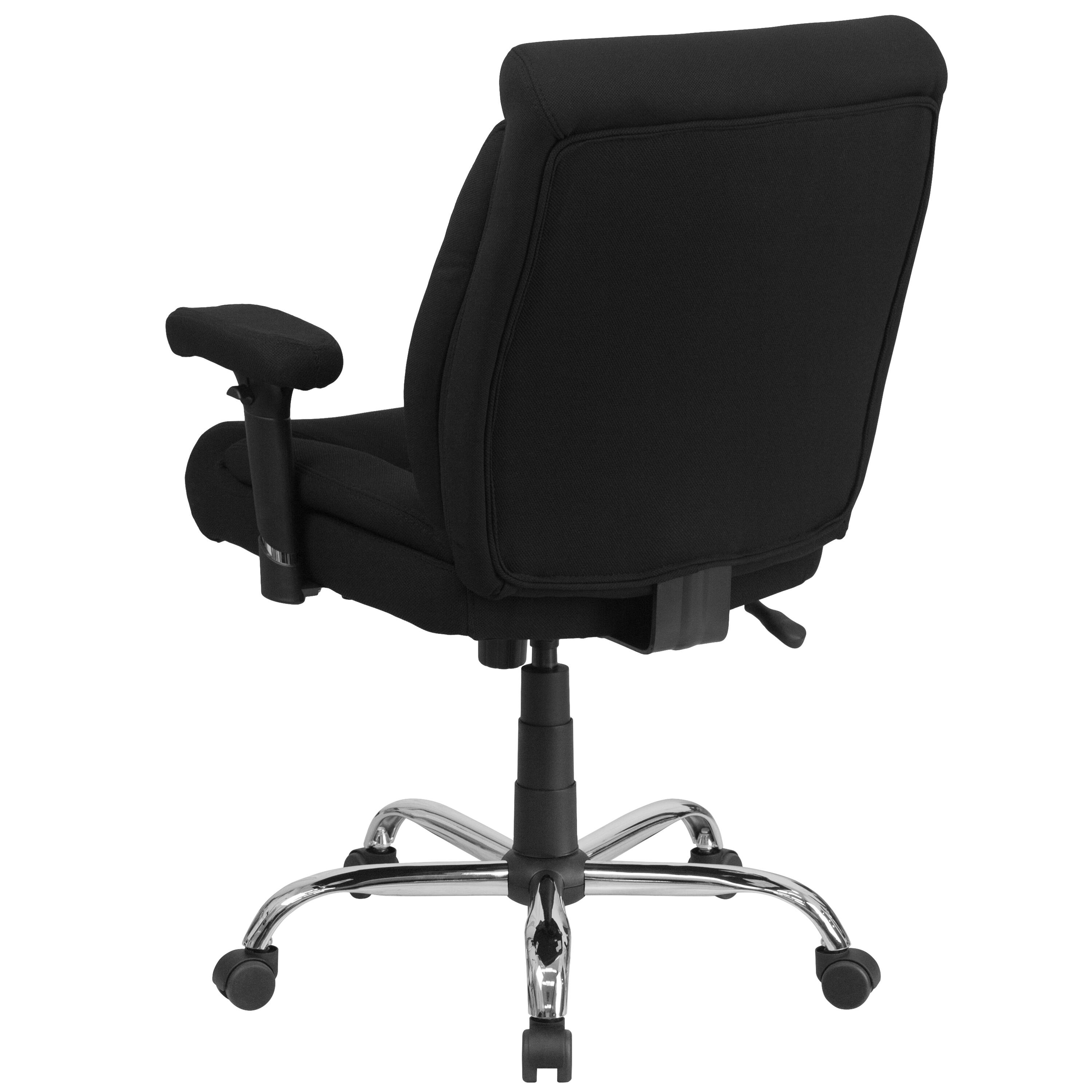 Alt View 5. Emma + Oliver - 400 lb. Big & Tall Mid-Back Deep Tufted Ergonomic Task Office Chair & Arms - Black Fabric.