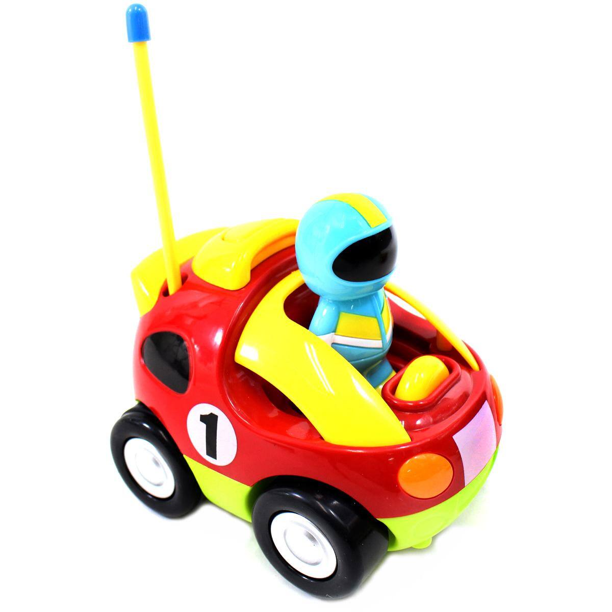 Alt View 1. JuzToys - 4" Cartoon Remote Control Race Car – Flashing Lights, Honking Sounds, and Removable Figure, RC Toys for Kids – Red - Red.