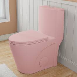 Loheer - Pink One Piece Toilet Dual Flush 17 Inch ADA Comfort Height Elongated Bowl - Pink Flower