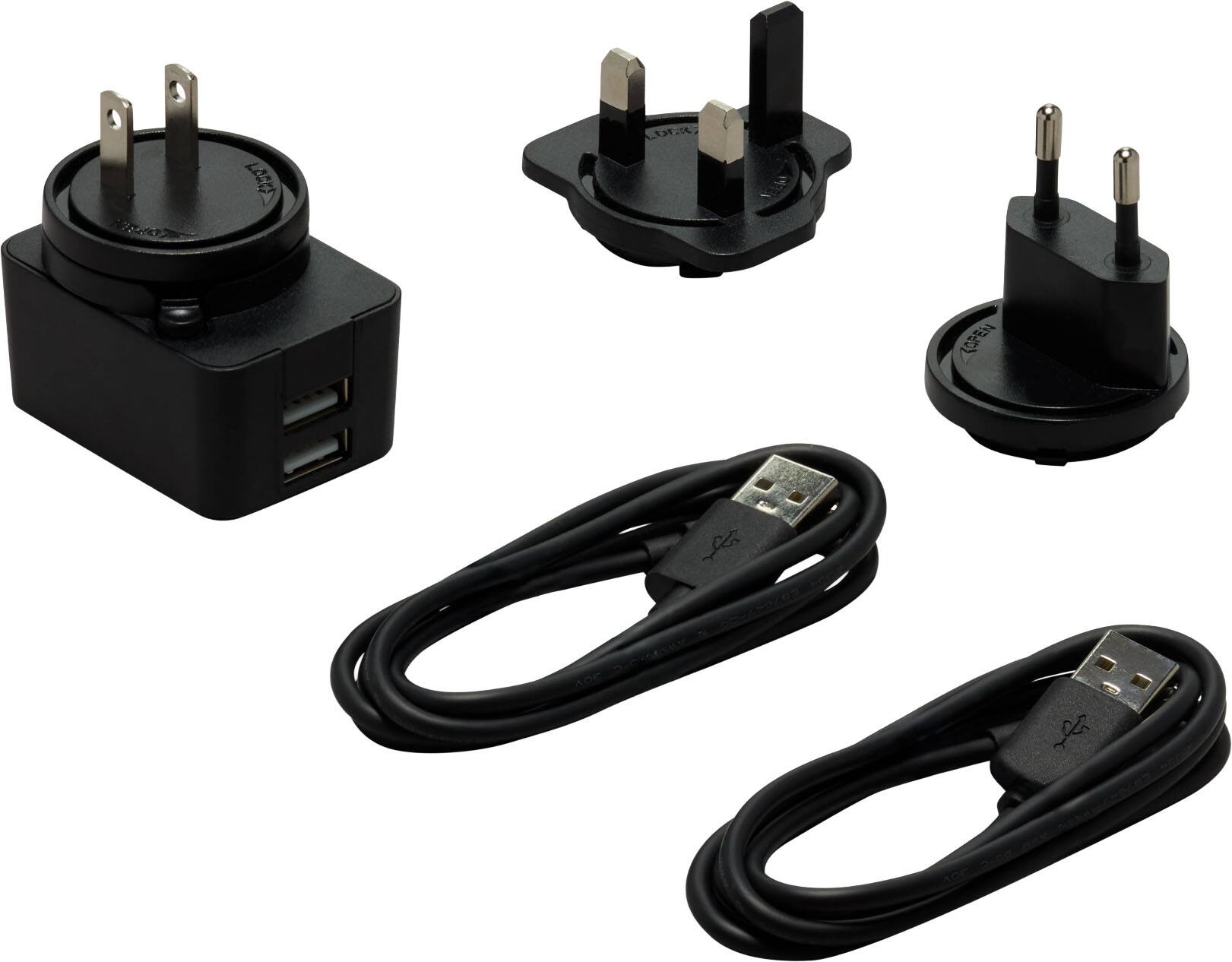 The text on the image appears to be a mix of different parts of the adapters and cables. Here is the corrected and grouped text:

1. On the power adapter:
   - "AA 20 (a- $ AOC t"

2. On the USB cable:
   - "AC 2.0 USB 2.0"

3. On the other power adapter:
   - "AA 20 (a- $ AOC t"

4. On the other USB cable:
   - "AC 2.0 USB 2.0"

The text seems to be a mix of model numbers, certifications, and specifications.