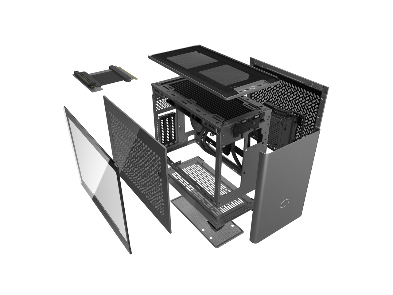 Alt View 4. Cooler Master - Cooler Master NR200P MAX V2 SFF with 280mm AIO, 850W SFX Gold, PCIe Gen4 Riser, Glass/Vented Panel - Black.