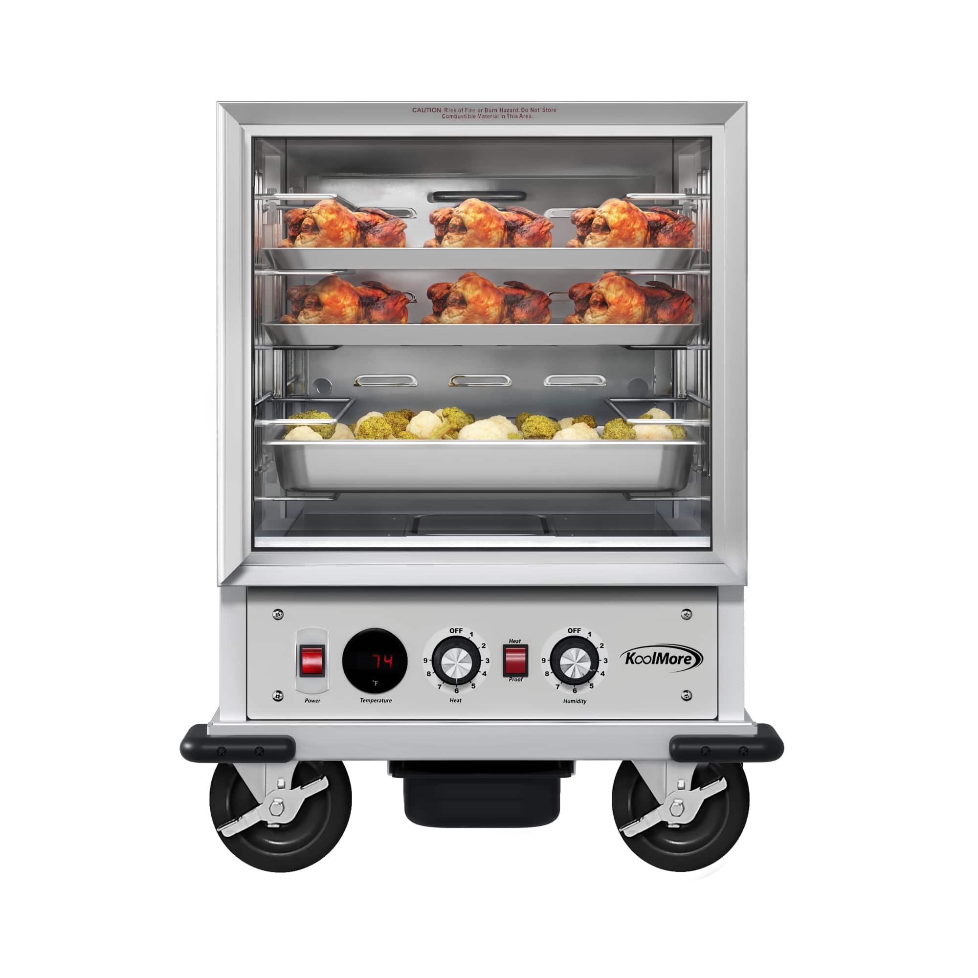 Koolmore - 33 in. Commercial Half Size Non-Insulated 5-Pan Holding Cabinet with Wire Racks and Glass Door KM-CHP12-WNGL - Silver