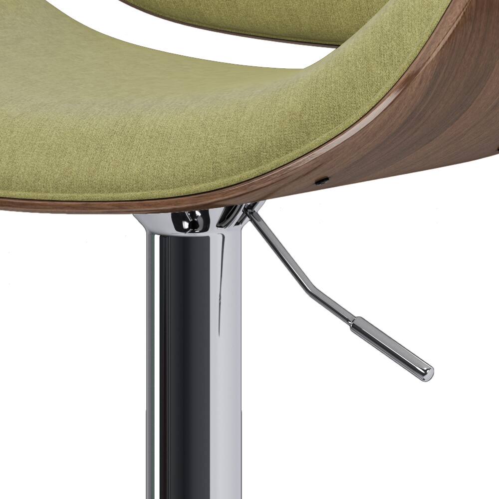 Alt View 2. Simpli Home - Marana Mid Century Modern 33 inch Bentwood Adjustable Swivel Bar Stool in Acid Green Polyester linen fabric - Acid Green.