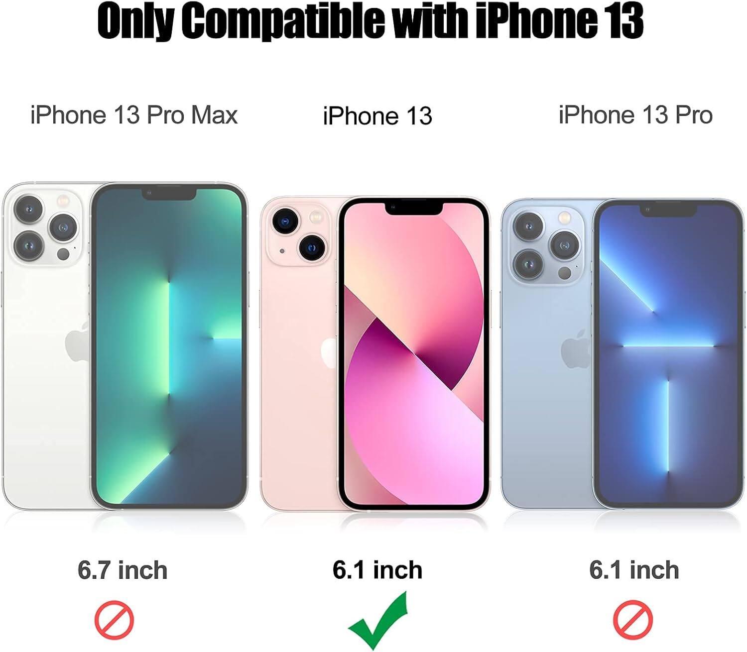 Only Compatible with iPhone 13, iPhone 13 Pro Max, iPhone 13, iPhone 13 Pro, 6.7 inch, 6.1 inch, 6.1 inch