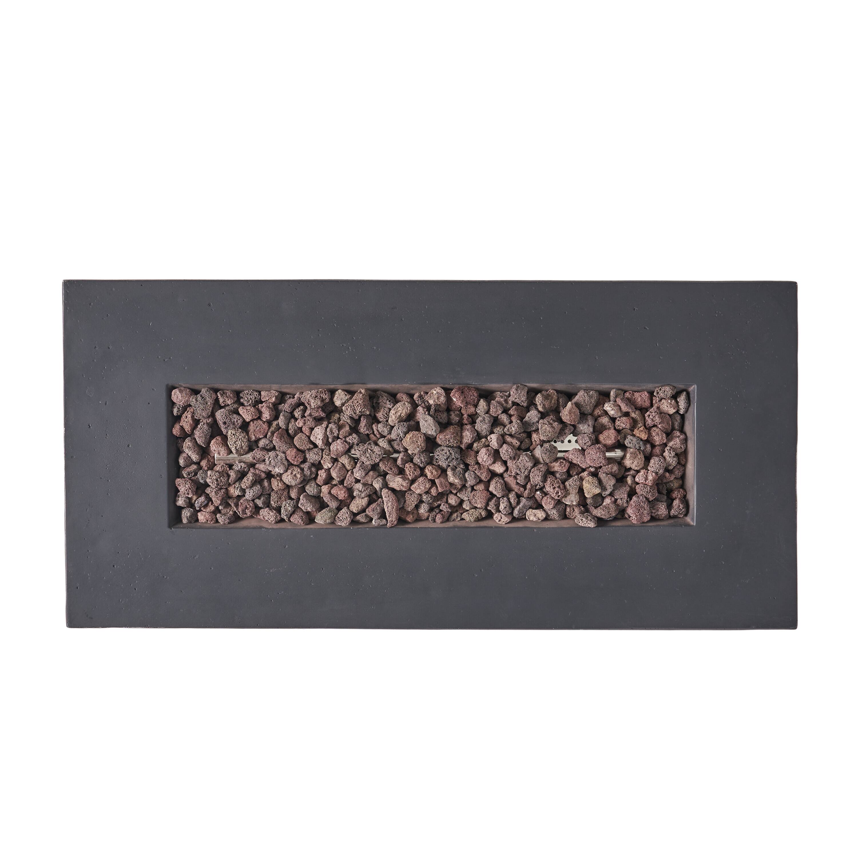 Alt View 8. APRILSOUL - 40 inch Outdoor 40000 BTU Rectangular MgO Concrete Propane Fire Pit Light Grey - DARK GREY.