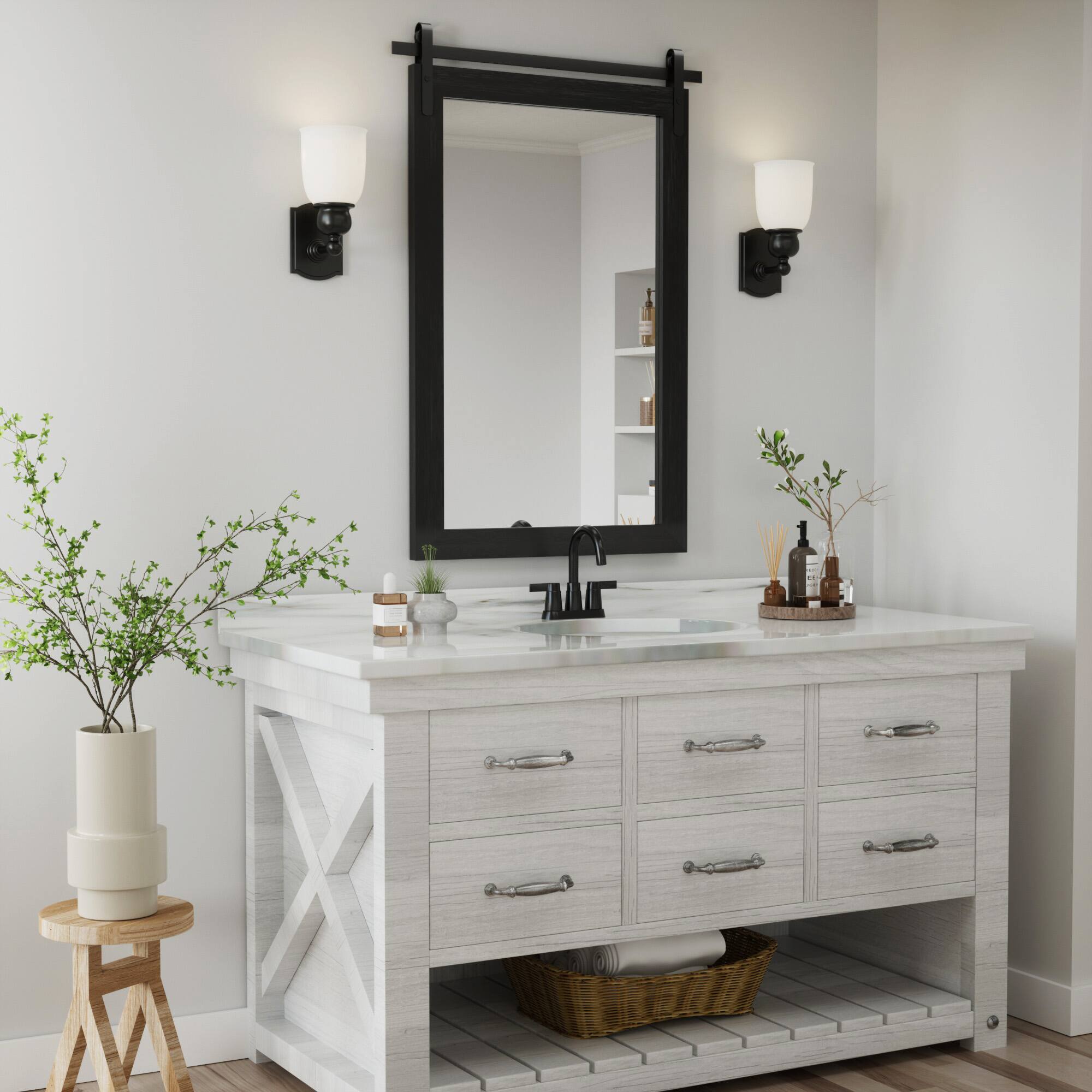 Alt View 6. PAIHOME - Wood Wall Mirror Modern Farmhouse Accent Rectangular Bathroom Mirror Vanity Mirror for Bedroom Living Room Decor - Black - 24"x36".