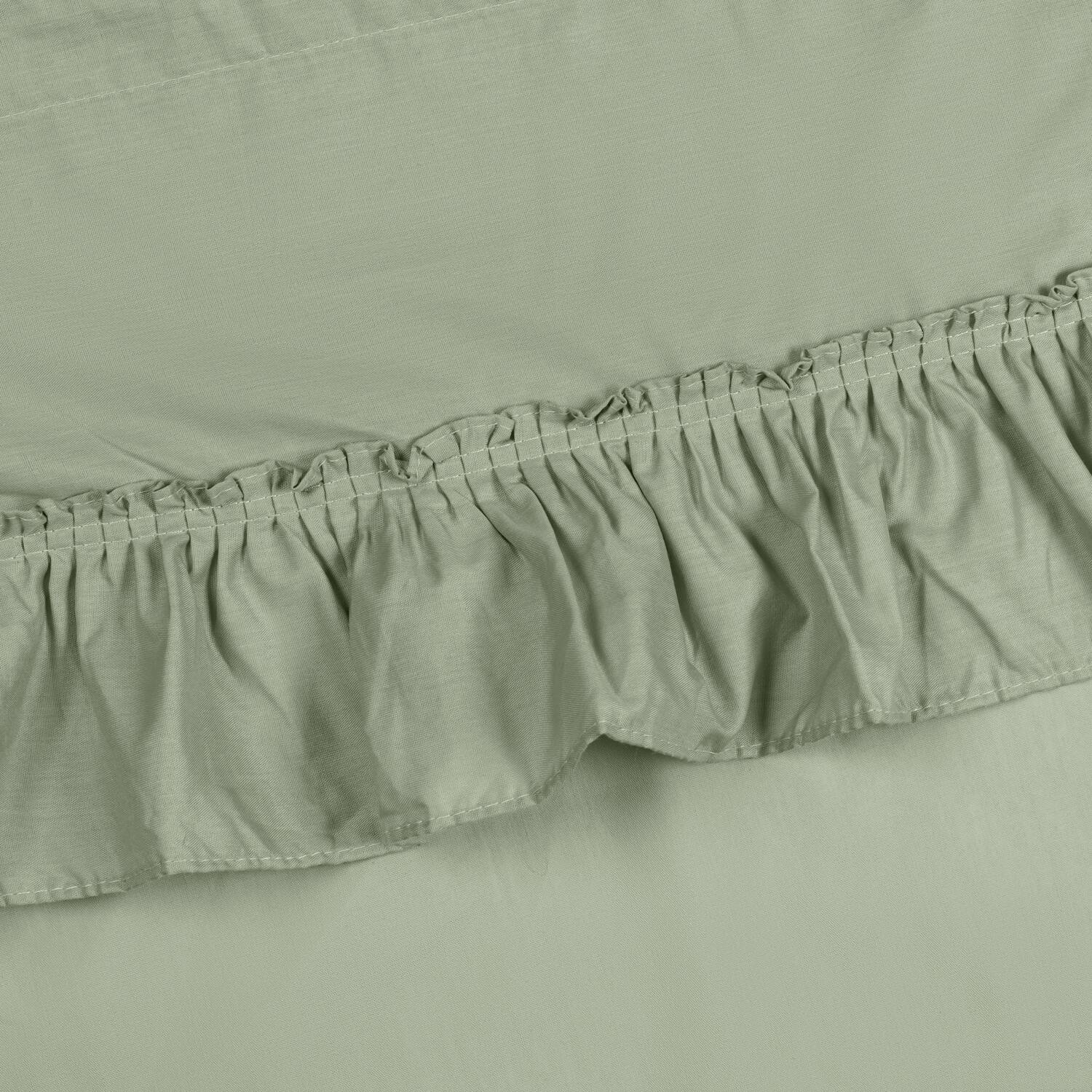 Back. Ellis Curtain - ELLIS 70% Polyester 30% Cotton Stacey Ruffled Prscilla Pairs With Tiebacks 54" x 84" Sage - Sage.