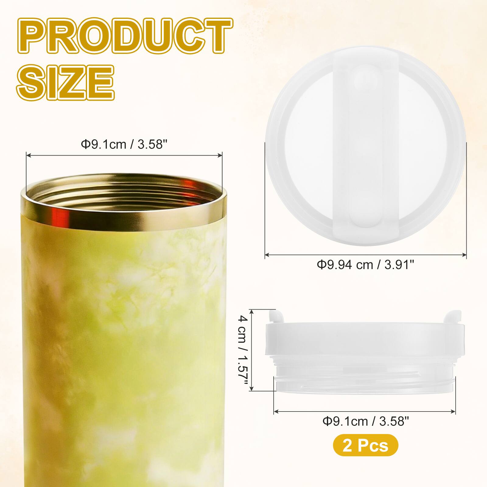 PRODUCT SIZE

9.1cm / 3.58"  
9.94 cm / 3.91"  
4 cm / 1.57"  
2 Pcs