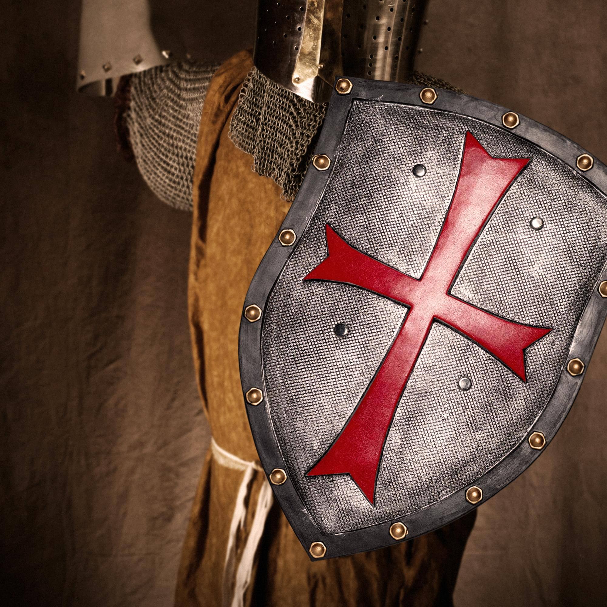 Alt View 1. Underwraps - Medieval Shield 20 Inch Foam Adult Costume Accessory - Red.