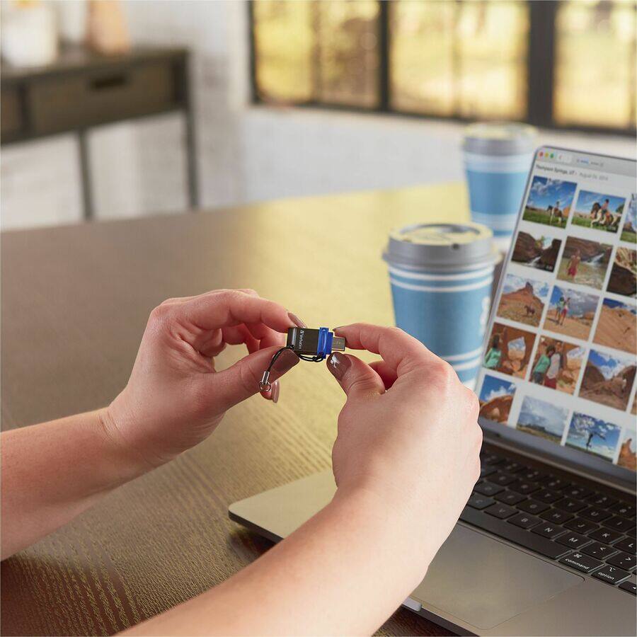 Alt View 7. Verbatim - 128GB Store 'n' Go Dual USB Flash Drive for USB-C Devices - Blue - 128 GB - USB 3.2 (Gen 1) Type A, USB 3.2 (Gen 1) Type - Blue.