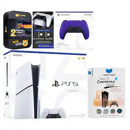 Playstation 5 Slim Disc with Extra Controller, Charging Dock and MightySkins Decal Voucher + 2 - PlayStation 5