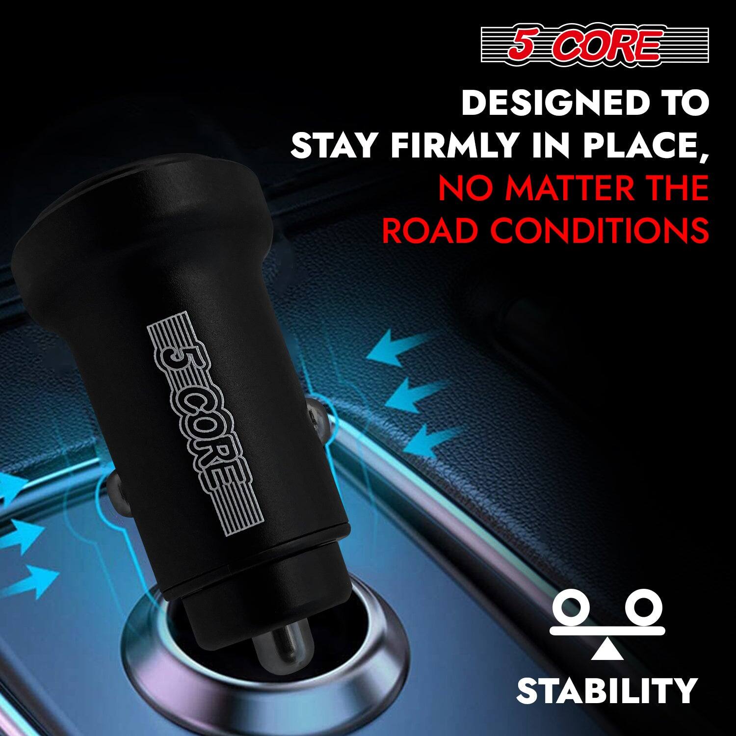 5 CORE  
DESIGNED TO STAY FIRMLY IN PLACE, NO MATTER THE ROAD CONDITIONS  

STABILITY