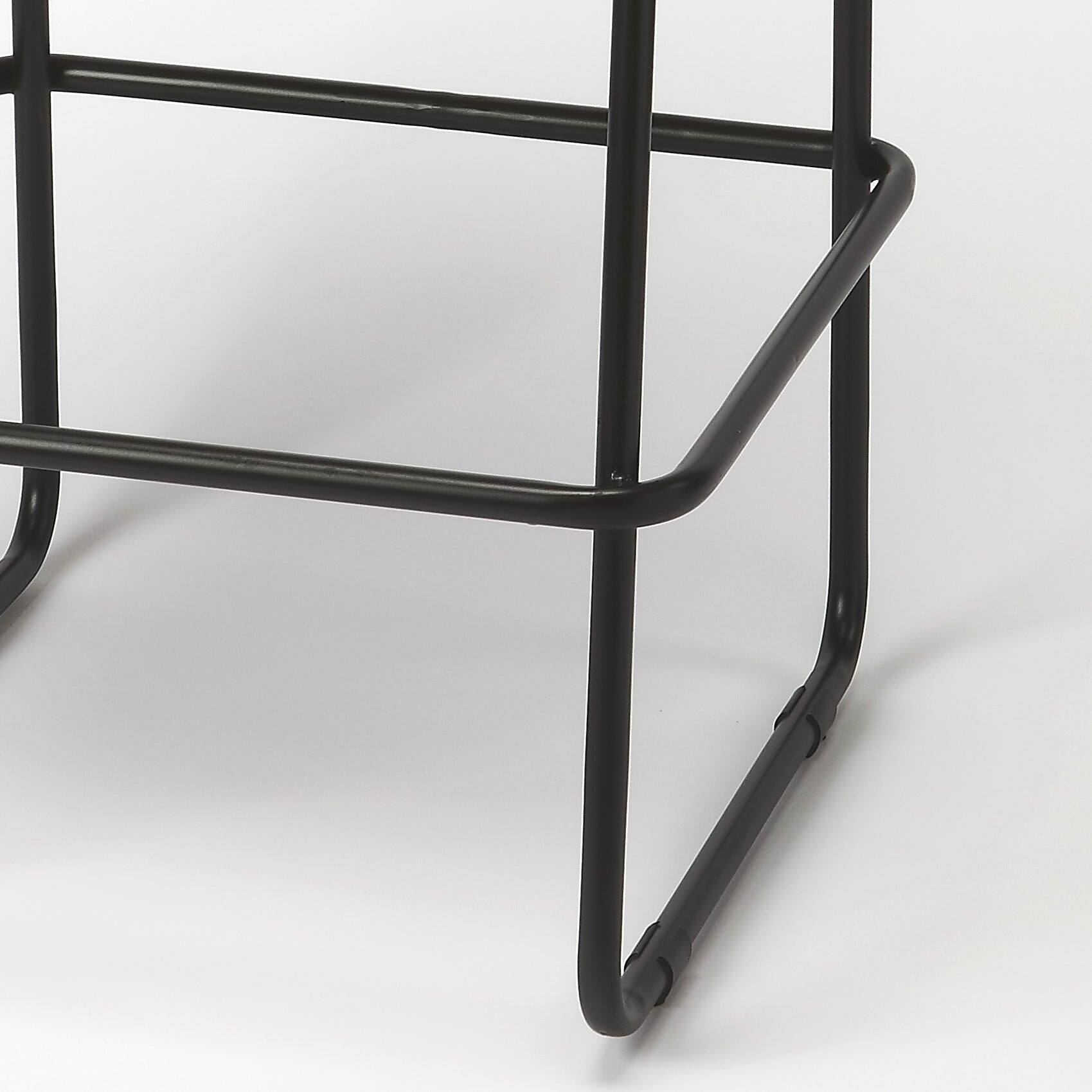 Alt View 3. Butler Specialty - Myles 28 in. Seat Height Leather and Metal Bar Stool with Back - Medium Brown.
