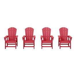 WestinTrends - Malibu Kids Outdoor Adirondack Plastic Patio Chair (Set of 4) - Red