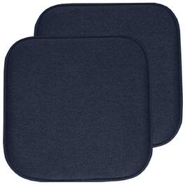 Sweet Home Collection - Charlotte Jacquard Memory Foam No Slip Back 16" x 16" Chair Pad Cushion, 2-Pack - Navy