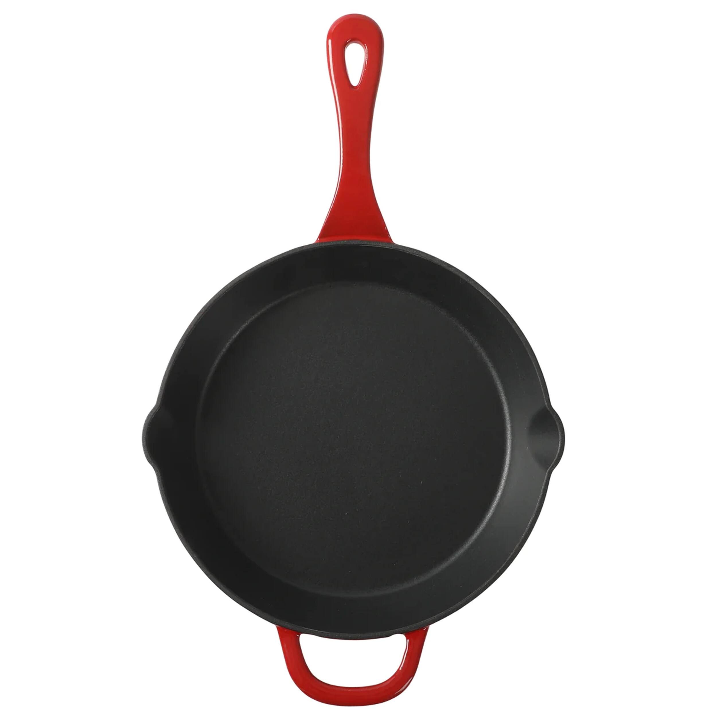 Alt View 1. Crock-Pot - Crock-Pot Artisan 12 Inch Enameled Cast Iron Round Skillet in Gradient Red - Gradient Red.