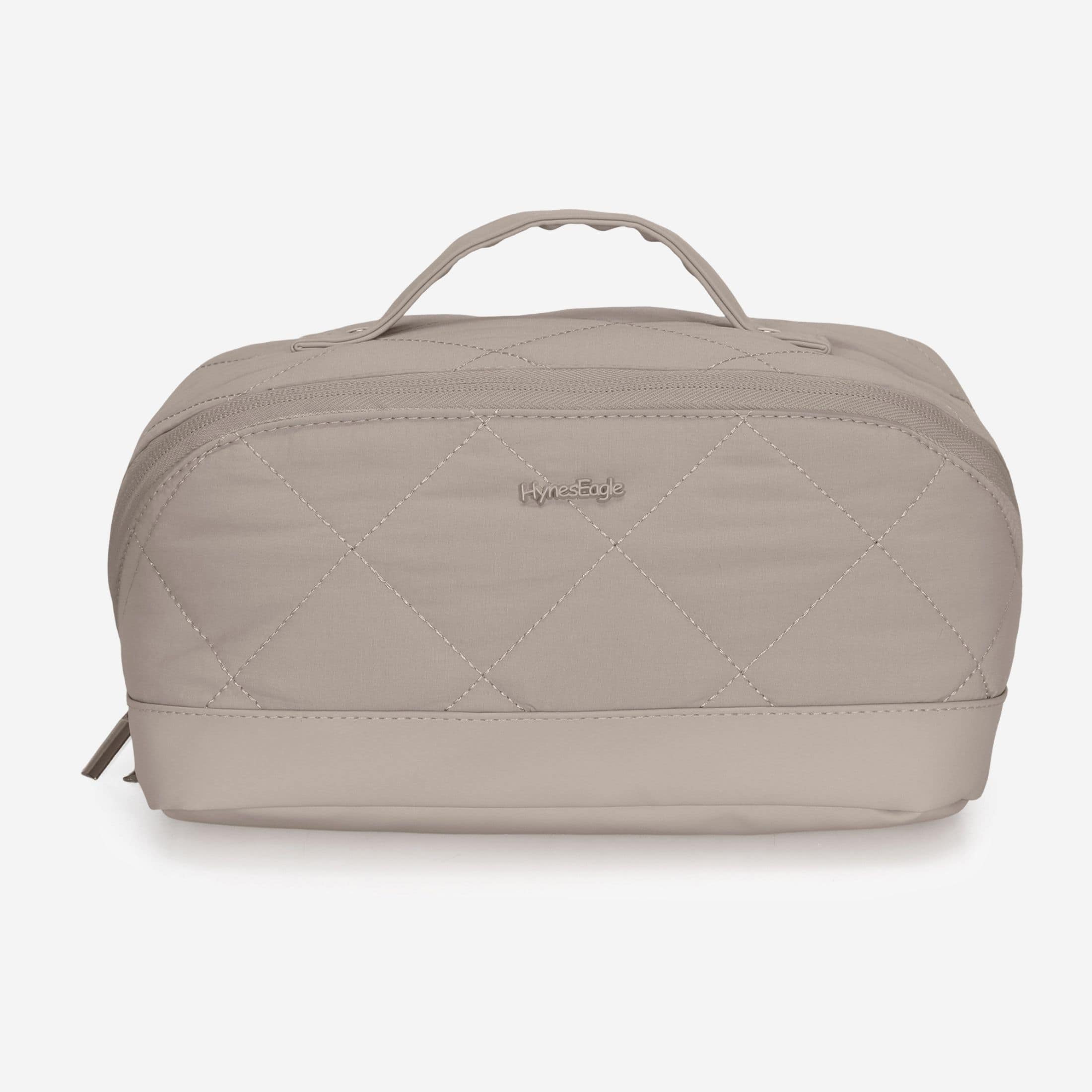Hynes Eagle - Quilted Makeup Bag Organizer – Structured Base - Taupe