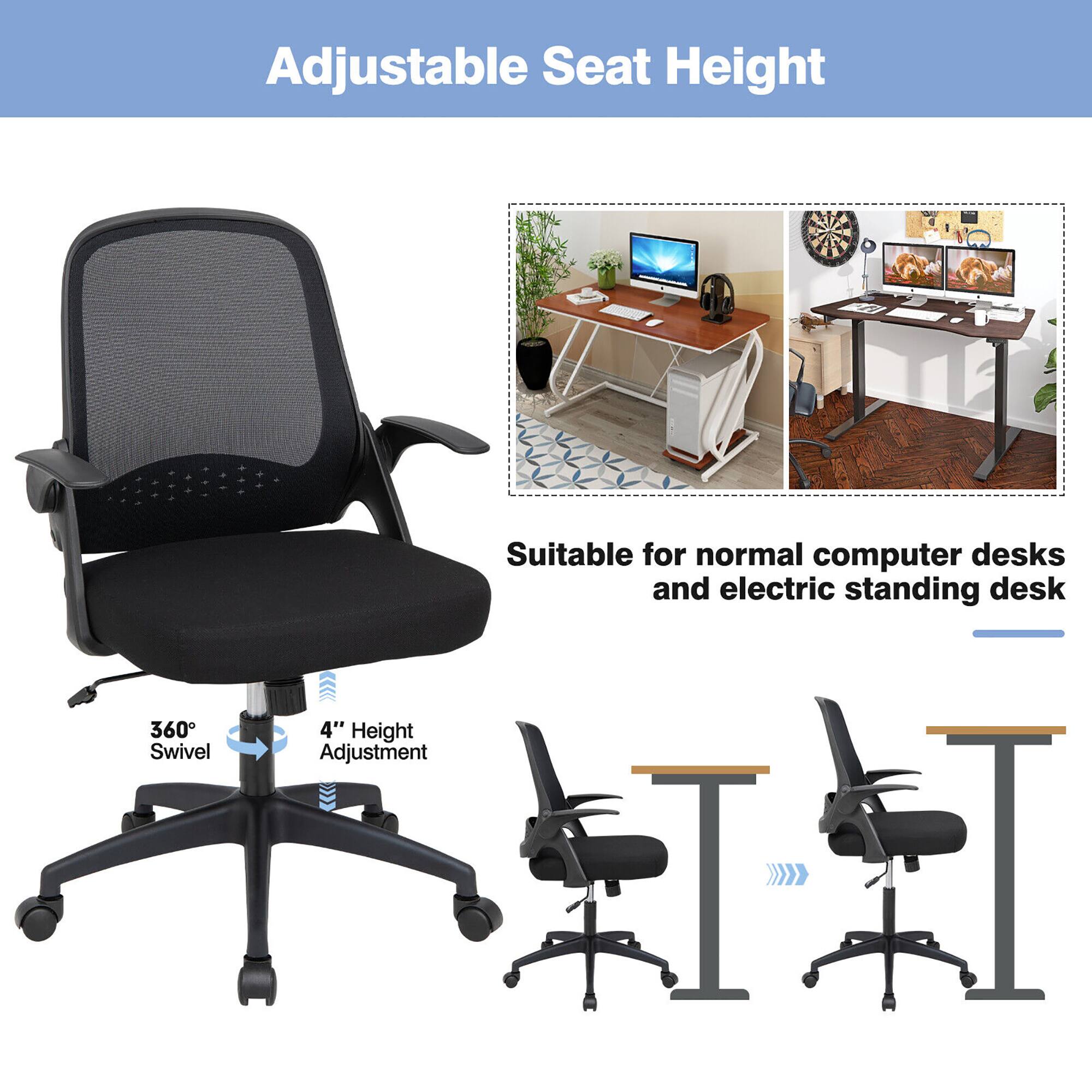 Adjustable Seat Height: Suitable for normal computer desks and electric standing desk. 360 Swivel and 4" Height Adjustment.