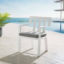 Baxley Stackable Outdoor Patio Aluminum Dining Armchair by Modway - White Gray