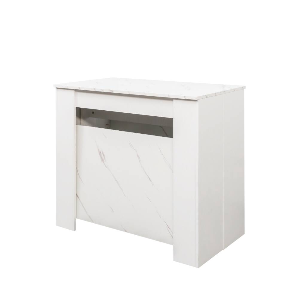 Alt View 5. Lirago - Extendible Rectangular Dining Table Multifunctional Console Desk 30.71"H x 20.08"D x 35.43"W Brown - White.