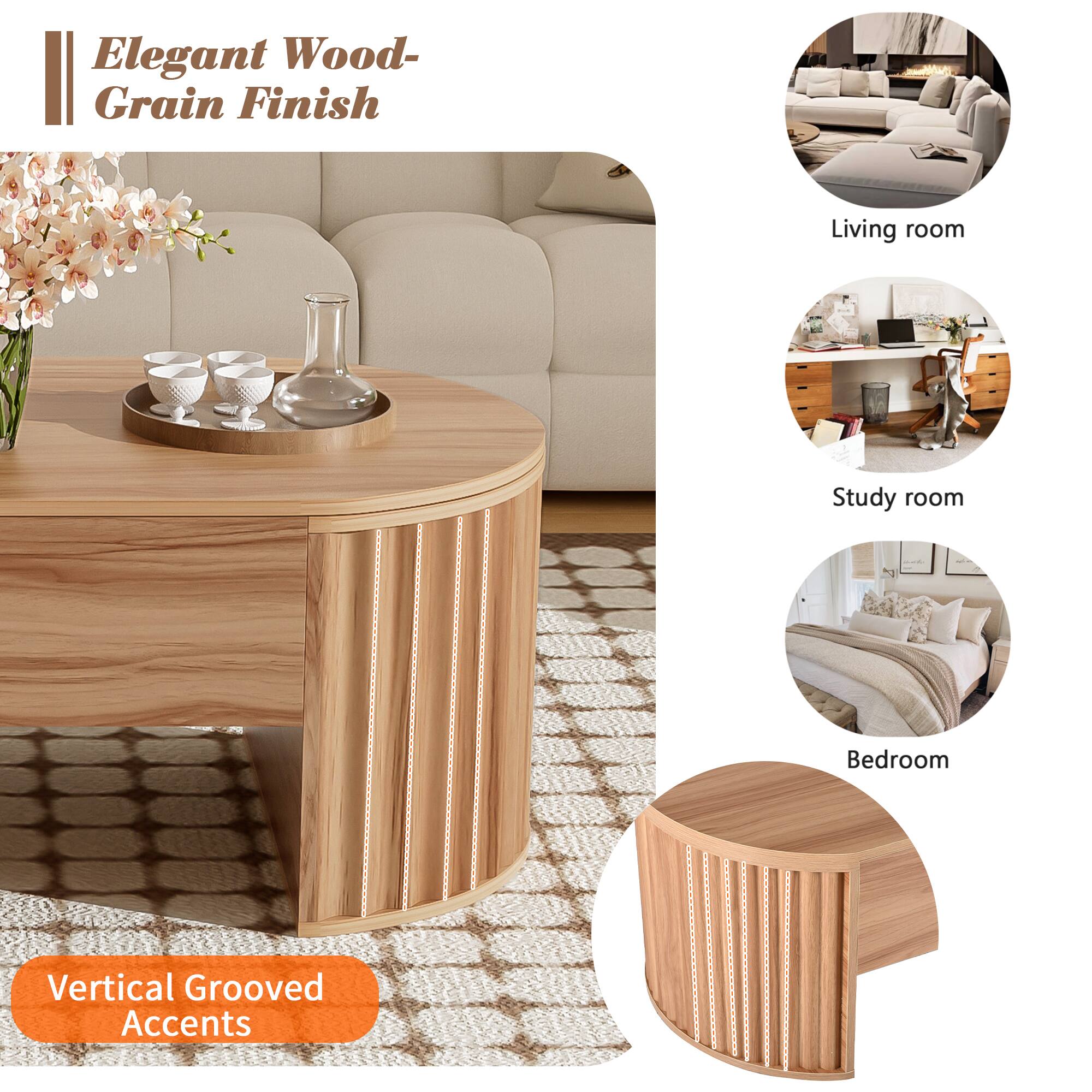 Elegant Wood-Grain Finish

Vertical Grooved Accents

Living room

Study room

Bedroom