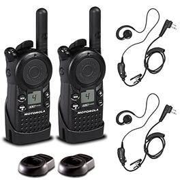 Motorola Solutions - 2 x Motorola CLS1410 UHF 1 W 4-Channel 2-Way Radio - 2 Pack With Mic Bundle - Black