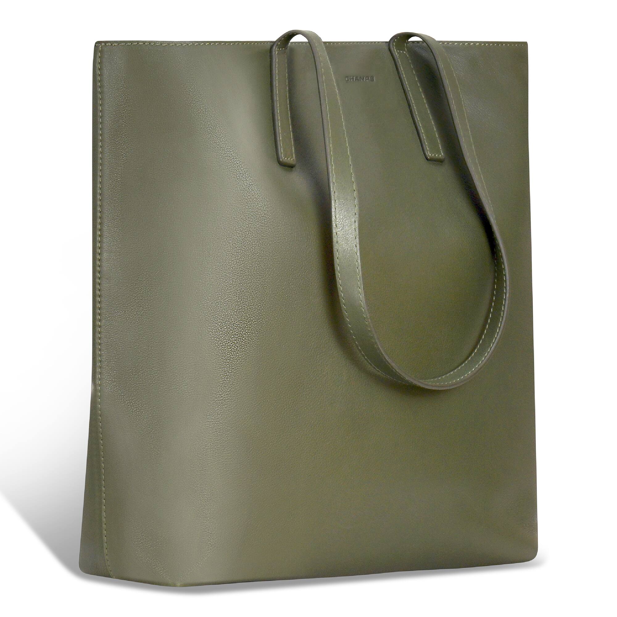 Left. Champs - OB-415-KHAKI (VERTICAL TOTE) - Khaki.
