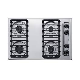 SUMMIT - 30" Wide 4-Burner Gas Cooktop - Silver