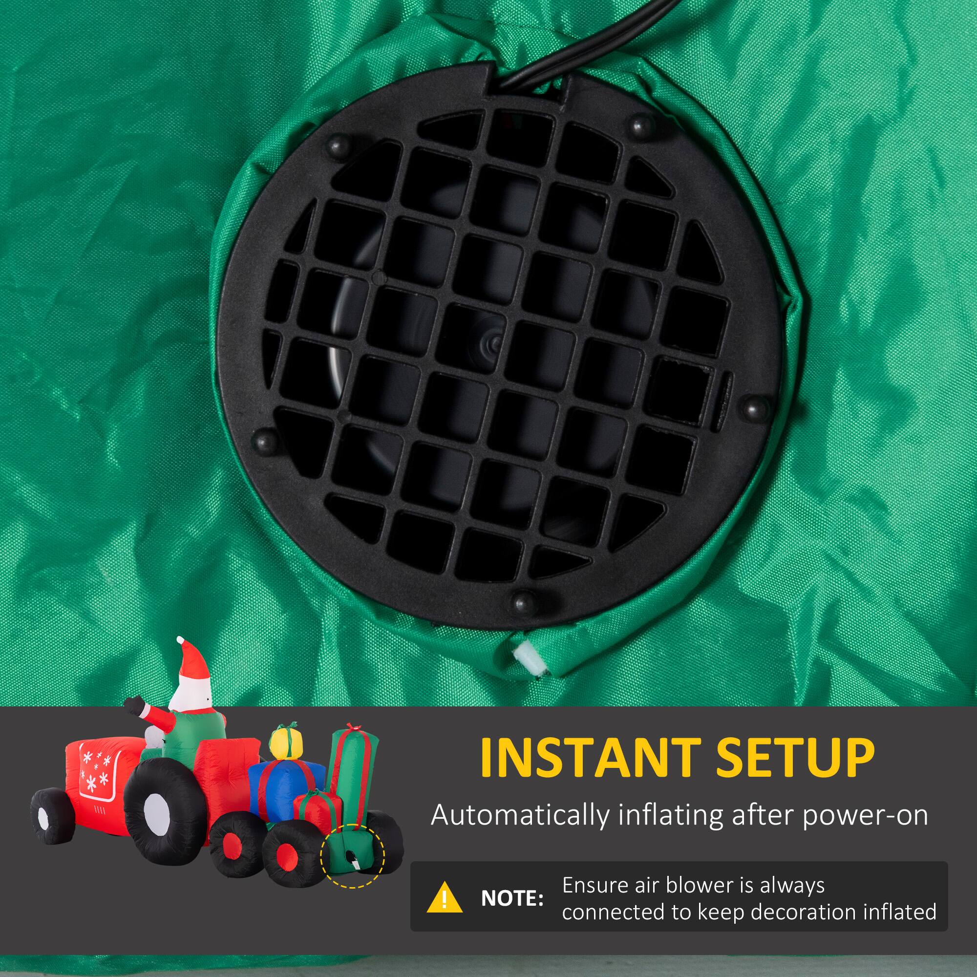 INSTANT SETUP  
Automatically inflating after power-on  

NOTE: Ensure air blower is always connected to keep decoration inflated