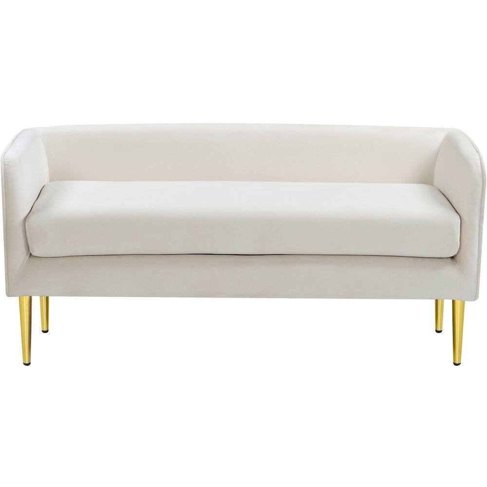 Alt View 2. Meridian Furniture - Audrey Cream Velvet Bench - Beige.