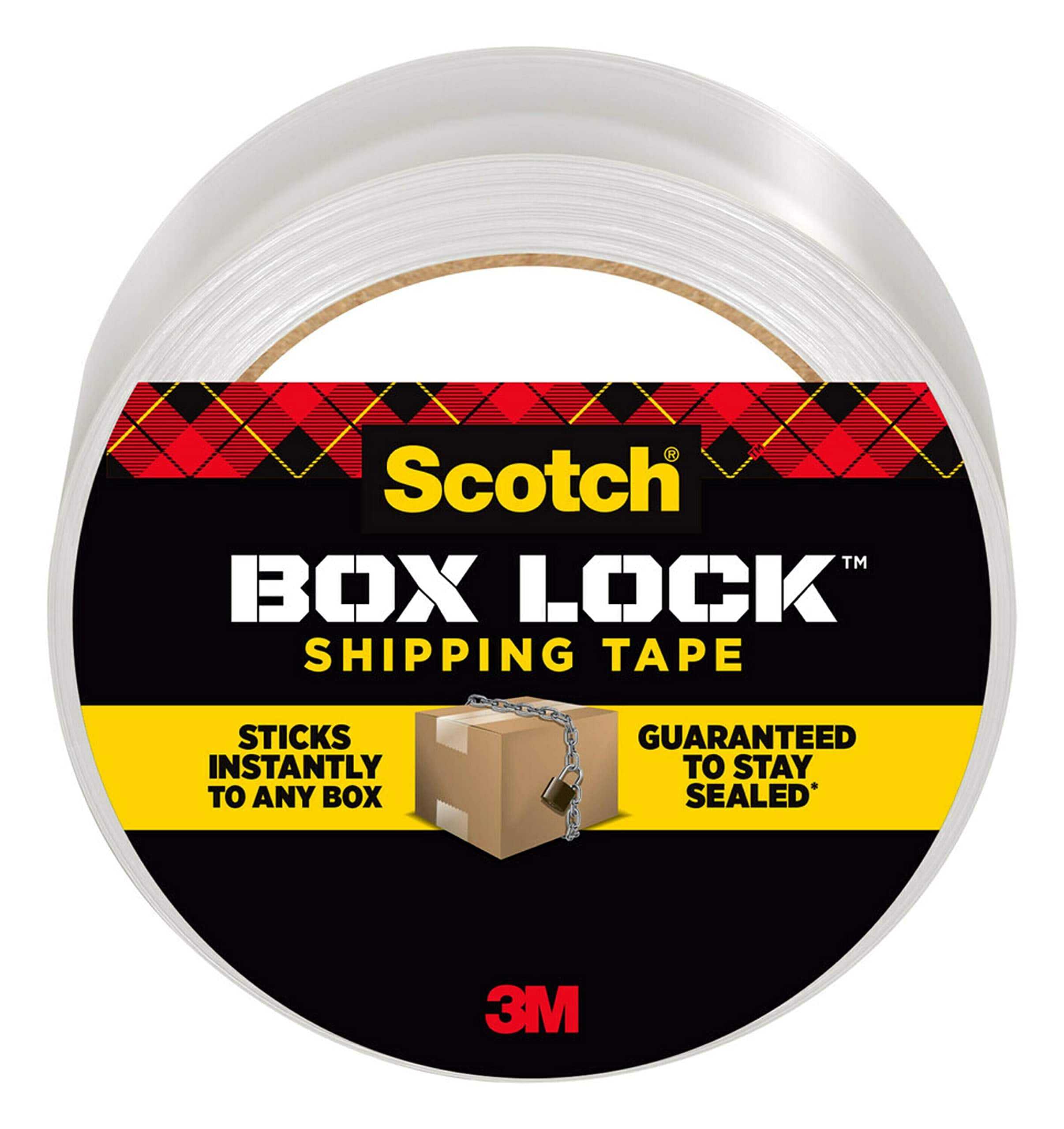 3M - Scotch Box Lock Packing Tape, Clear, Extreme Grip Box Packaging Tape for Shipping and Mailing, 1.88 in. x 54.6 yd, 1 Ref