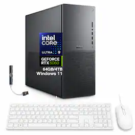 Dell - Upgraded - Tower Plus EBT2250 Desktop (Ultra 9-285, 64GB, 4TB SSD, GeForce RTX 5060, Thunderbolt 4, Win 11 Pro) w/USB Hub - Platinum