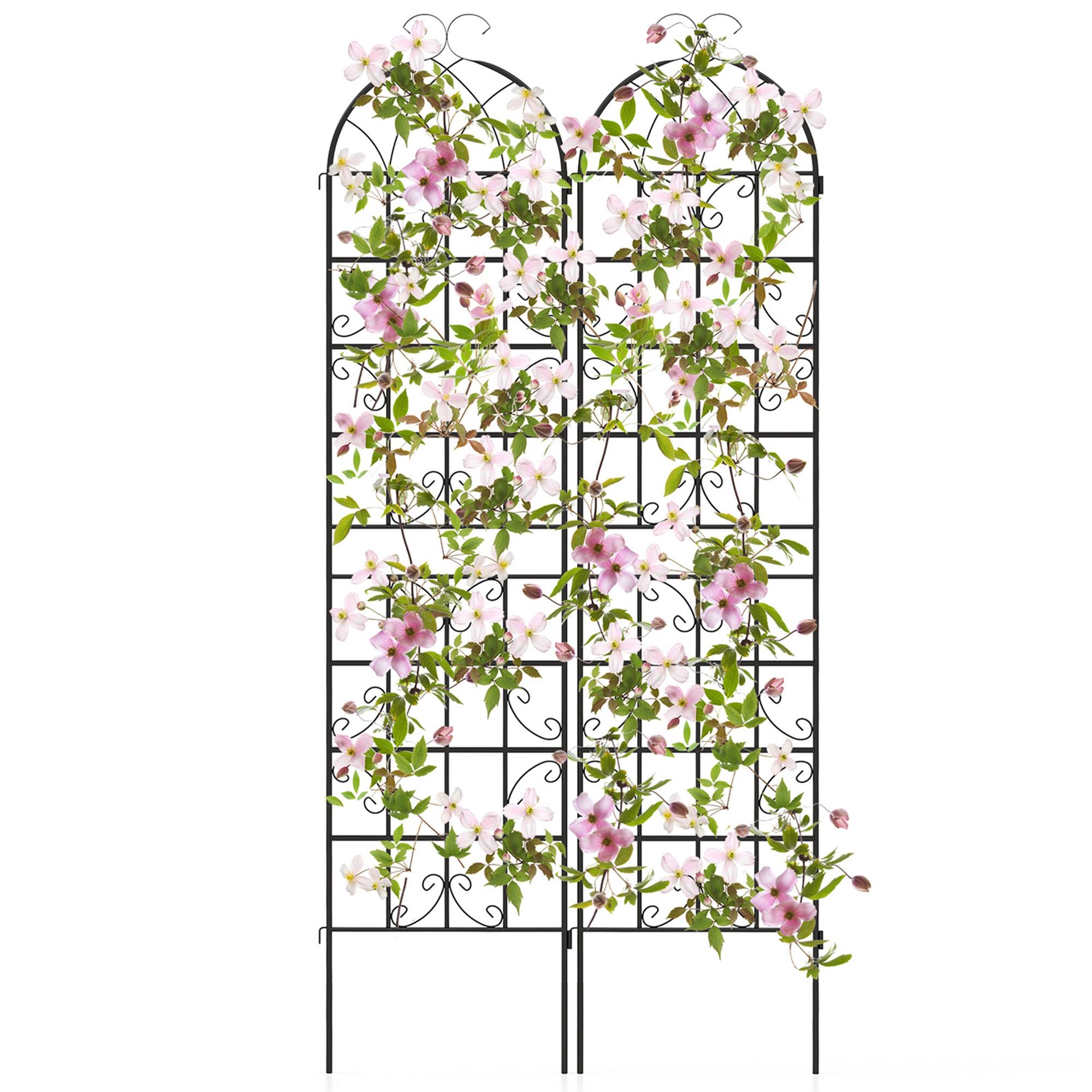 Front. Costway - Costway 2 Pack 87" x 20" Metal Garden Trellis Decorative Outdoor Trellis for Climbing Plants - Black.