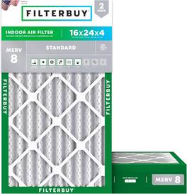 Filterbuy - 16x24x4 MERV 8 Dust & Allergy Defense, Electrostatic Pleated HVAC AC Furnace Air Filters Replacement (2-Pack) - Silver
