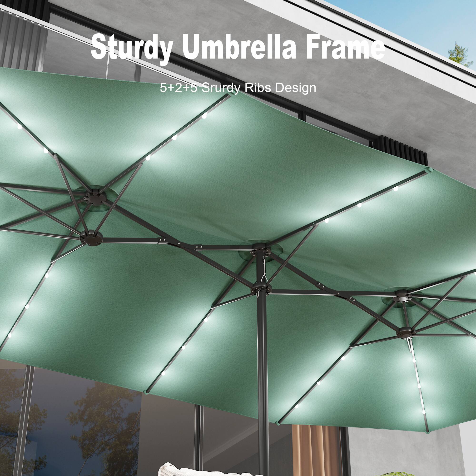 Sturdy Umbrella Frame  
5+2+5 Sturdy Ribs Design