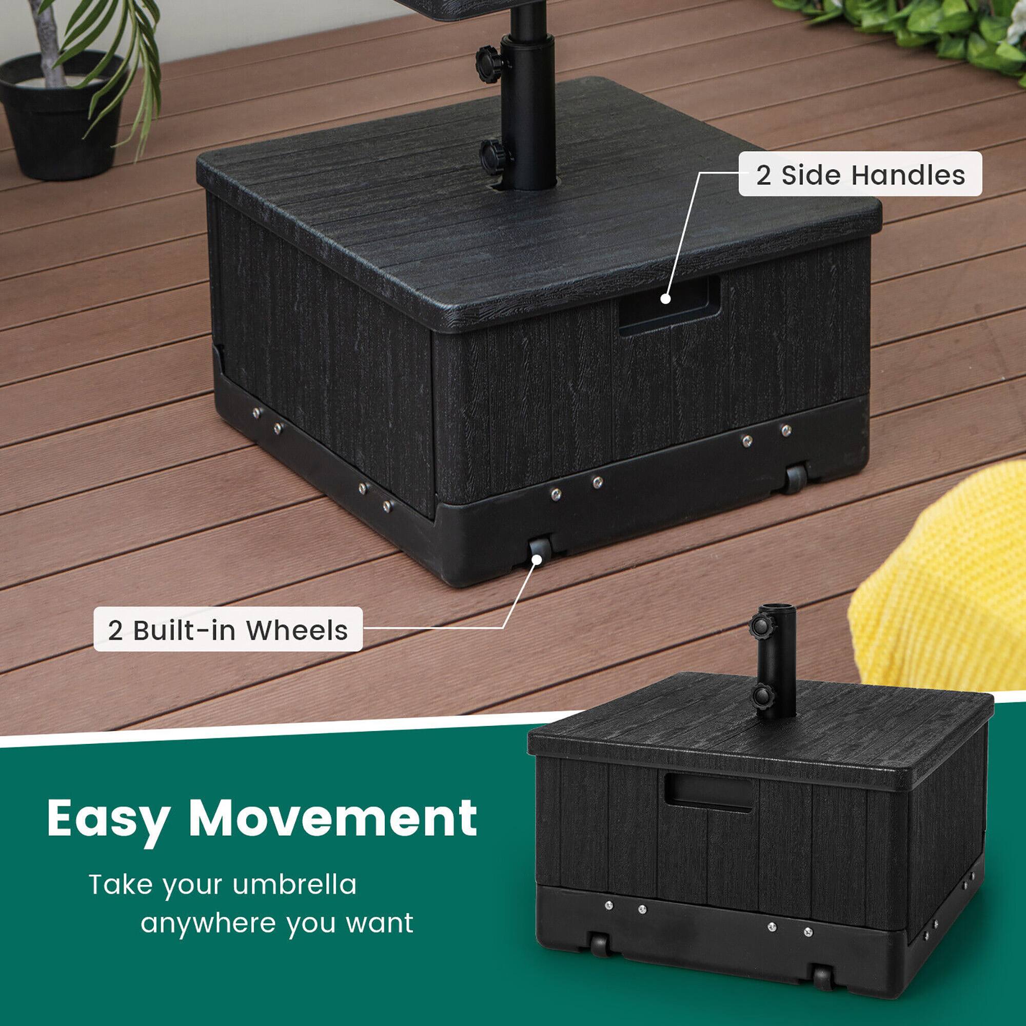 2 Side Handles  
2 Built-in Wheels  
Easy Movement  
Take your umbrella anywhere you want