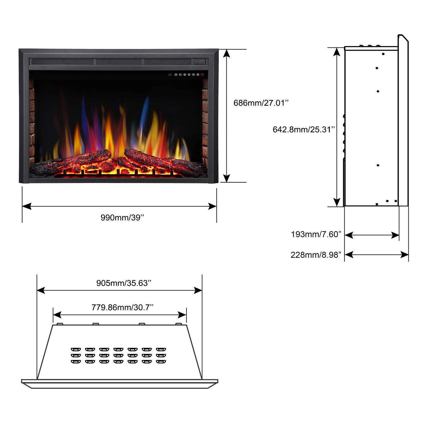 - Width: 990mm / 39"
- Height: 686mm / 27.01"
- Depth: 642.8mm / 25.31"
- Width: 905mm / 35.63"
- Depth: 779.86mm / 30.7"
- Height: 193mm / 7.60"
- Width: 228mm / 8.98"