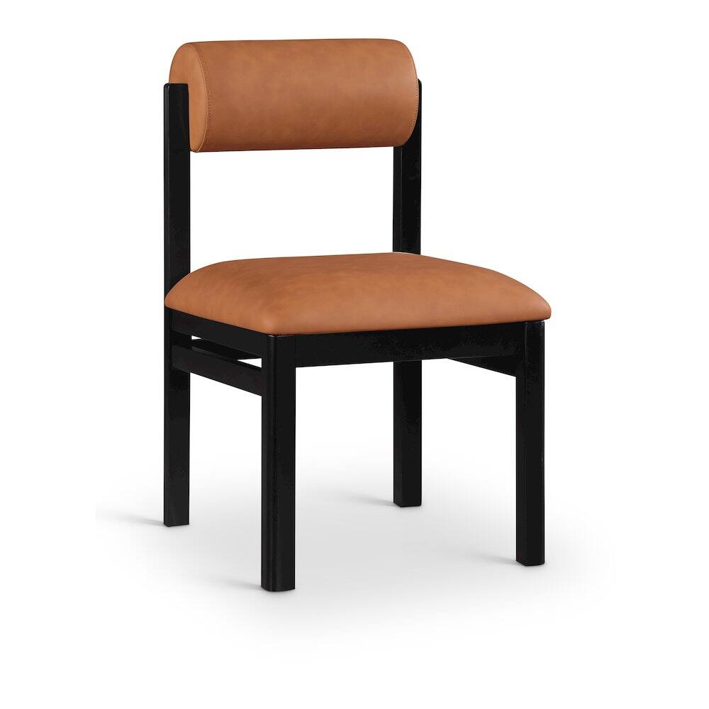 Alt View 1. Meridian Furniture - Roundhill Cognac Vegan Leather Upholstered Dining Chair, Set of 2 - Cognac.